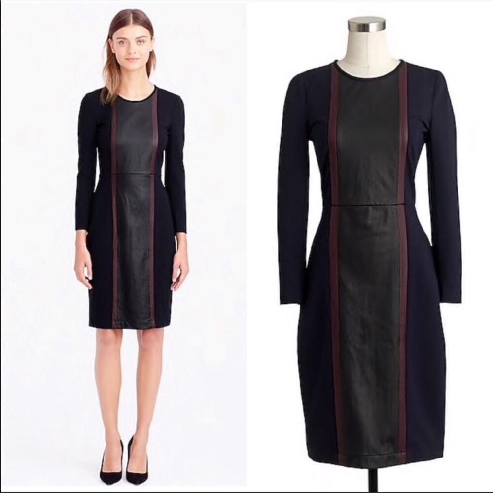 J. Crew Black Leather Panel Dress